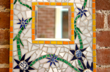 Mosaic Mirror with Flowers